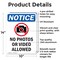 Signmission No Photos Or Video Allowed, 10 in W x Rectangle, Aluminum OS-2PACK-NS-A-1014-V-14753 - alternate 7